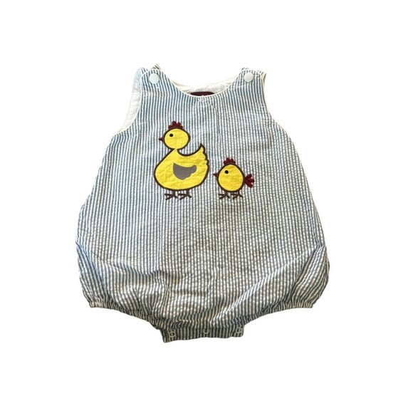 Lil Cactus Other - Lil Cactus Chicken Appliqué John John Romper Size 18-24M